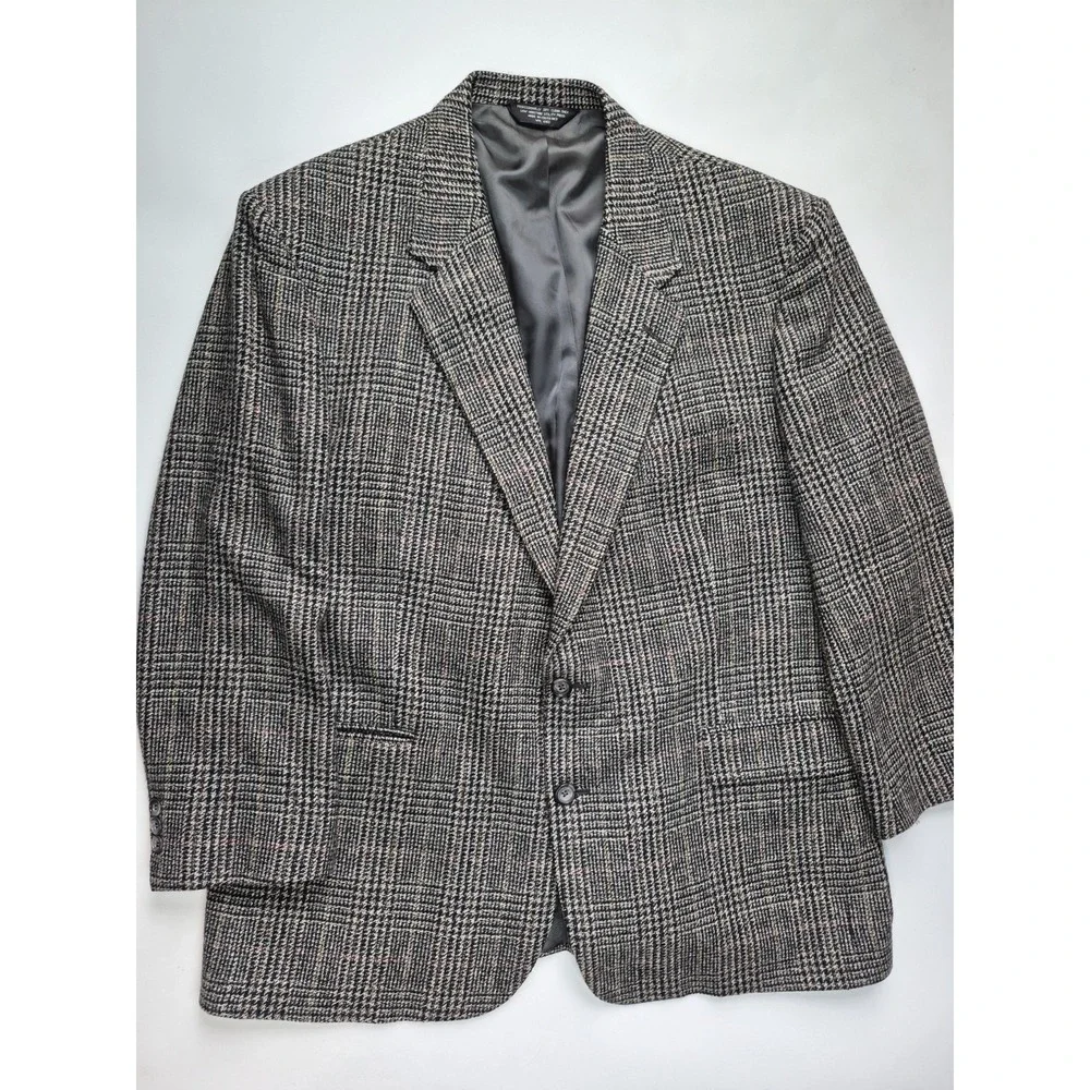 Pierre Cardin Mens Wool Sports Coat 46R Multicolor Plaid 2 Button Vintage G501